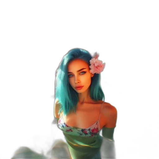 dress, flower, crown, hair, 3d render, fantasy art, photorealistic, anime transparent PNG cut-out