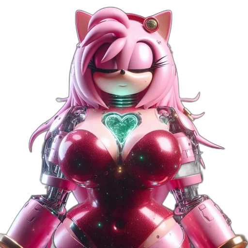 robot, dress, 3d render, concept art, cyberpunk, vaporwave, anthropomorphic, cat transparent PNG cut-out