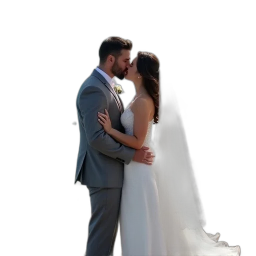 dress, photorealistic, first, image, depicts, newlywed, couple, standing transparent PNG cut-out