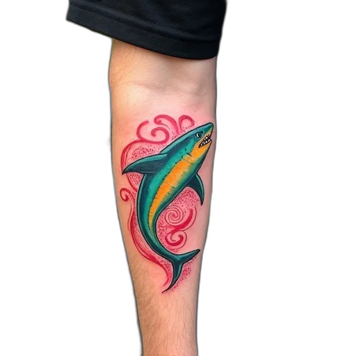 staff, photorealistic, person, colorful, tattoo, shark, their, arm transparent PNG cut-out