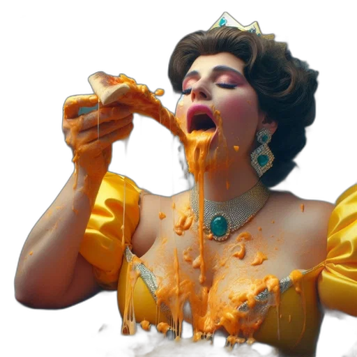 food, concept art, golden, woman, yellow, gown, resembling, royal transparent PNG cut-out