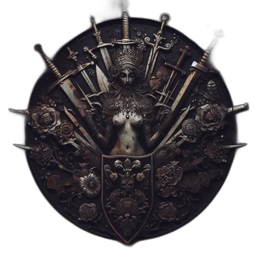 crown, sword, weapon, staff, concept art, fantasy art, 3d render, photorealistic transparent PNG cut-out
