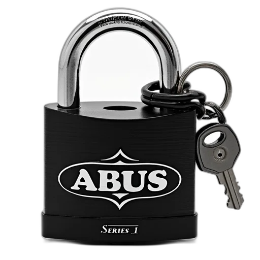 black, padlock, word, abus, engraved, featuring, silver, shackle transparent PNG cut-out