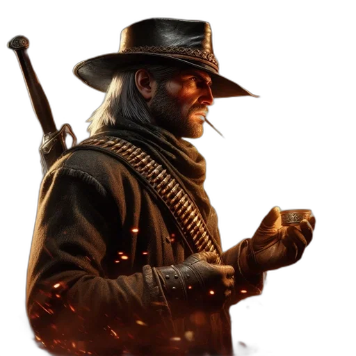 weapon, hat, staff, jacket, concept art, photorealistic, fantasy art, pixel art transparent PNG cut-out