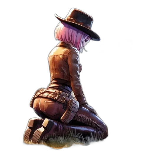 hat, jacket, staff, weapon, concept art, fantasy art, cyberpunk, photorealistic transparent PNG cut-out