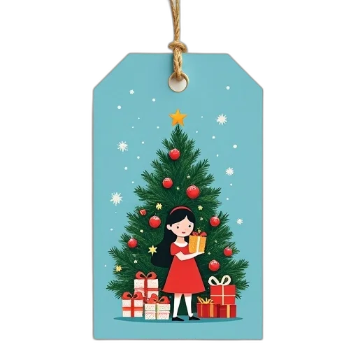 tree, 3d render, concept art, pixel art, photorealistic, blue, gift, tag transparent PNG cut-out