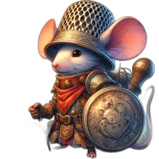 weapon, concept art, fantasy art, 3d render, photorealistic, armored, mouse, sword transparent PNG cut-out