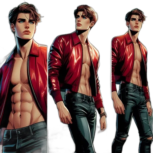 jacket, comic book art, concept art, photorealistic, fantasy art, red, digitally, illustrated transparent PNG cut-out
