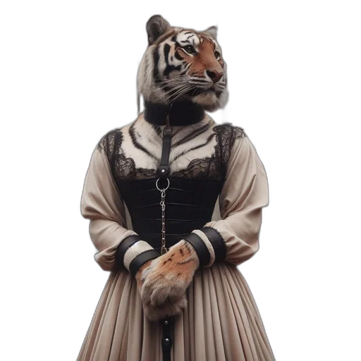 dress, animal, creature, mask, concept art, photorealistic, 3d render, monochrome transparent PNG cut-out