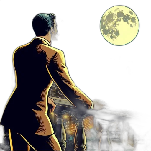 staff, comic book art, concept art, cartoon, fantasy art, outer space, night, city street transparent PNG cut-out