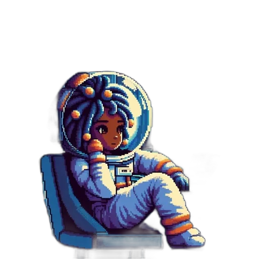 robot, jacket, face, furniture, pixel art, concept art, vaporwave, comic book art transparent PNG cut-out