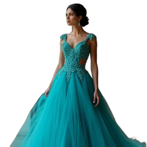 dress, blue, green, colorful transparent PNG cut-out