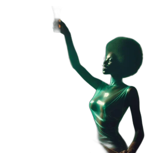 dress, robot, jewelry, creature, 3d render, concept art, fantasy art, vaporwave transparent PNG cut-out