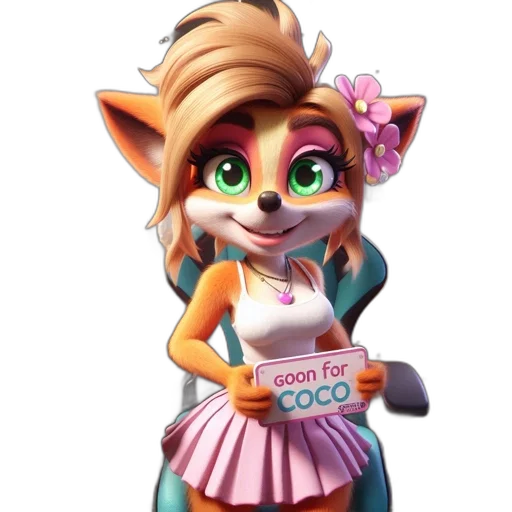 staff, 3d render, concept art, cartoon, vaporwave, festive, fox, character transparent PNG cut-out