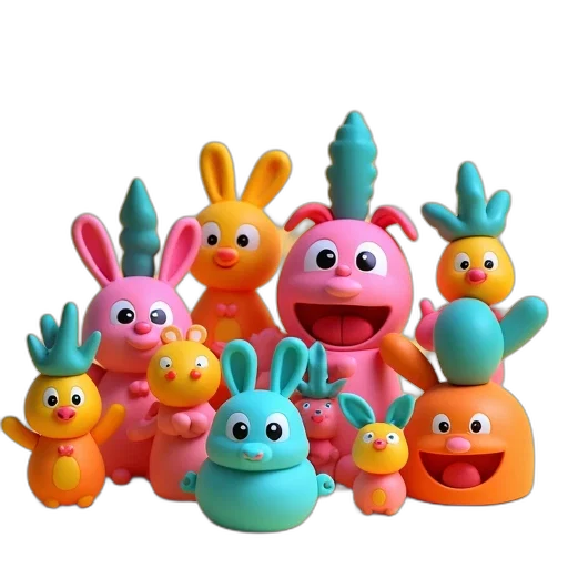 3d render, underwater, colorful, rubber, toys, plastic, manufacturers transparent PNG cut-out