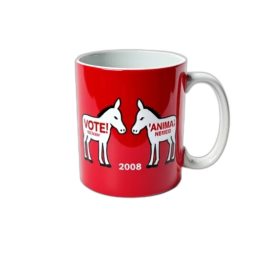 animal, 3d render, photorealistic, red, coffee, mug, white, interior transparent PNG cut-out