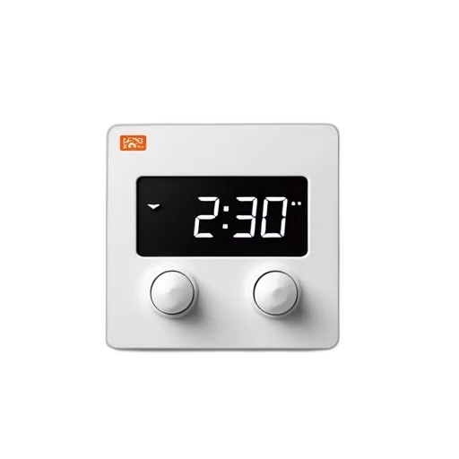 3d render, modern, digital, thermostat, white, casing, black, display transparent PNG cut-out