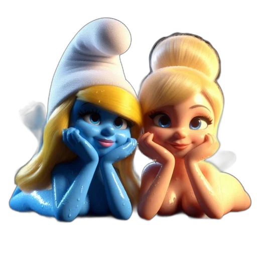 concept art, 3d render, photorealistic, fantasy art, blue, two, animated, females transparent PNG cut-out
