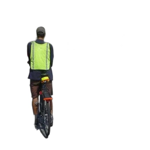 jacket, staff, 3d render, concept art, neon, person, bicycle, wearing transparent PNG cut-out