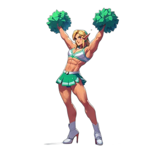 staff, pixel art, concept art, fantasy art, comic book art, green, strong, cheering transparent PNG cut-out
