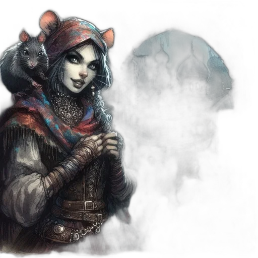 fantasy art, concept art, watercolor, comic book art, snow, fog, dark, blue transparent PNG cut-out