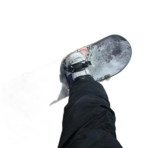 shoes, weapon, staff, umbrella, photorealistic, 3d render, snow, snowboarder transparent PNG cut-out