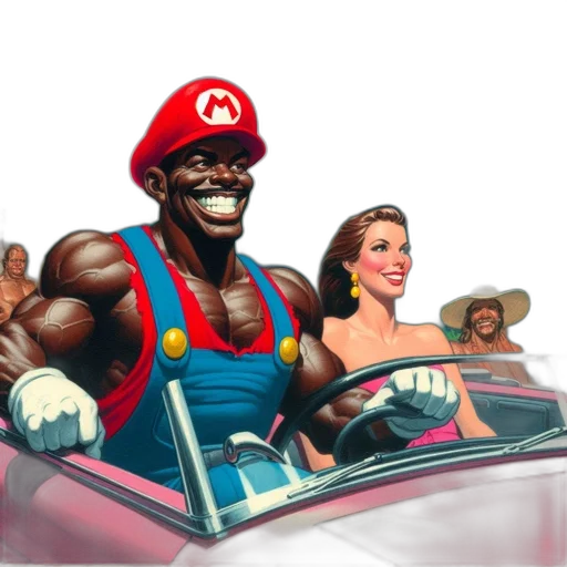 car, weapon, concept art, comic book art, pixel art, fantasy art, muscular, man transparent PNG cut-out