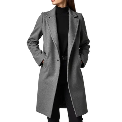 jacket, dress, staff, monochrome, dark, gray, open, front transparent PNG cut-out