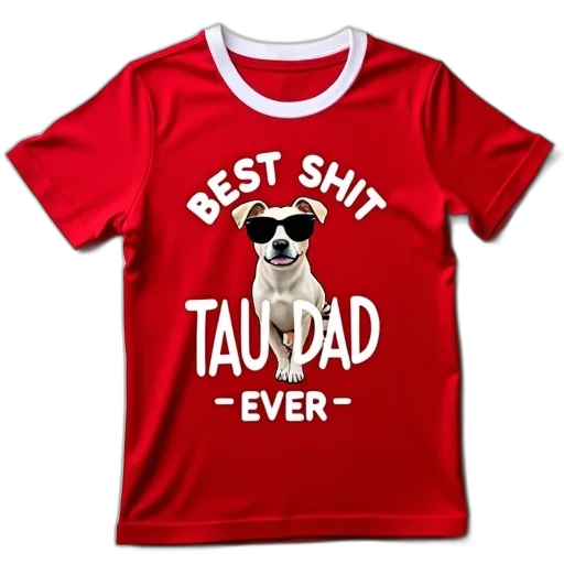 red, t-shirt, graphic, design, featuring, cartoon, dog, wearing transparent PNG cut-out