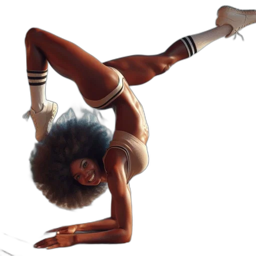 concept art, photorealistic, comic book art, earth tones, woman, performs, contortionist, pose transparent PNG cut-out