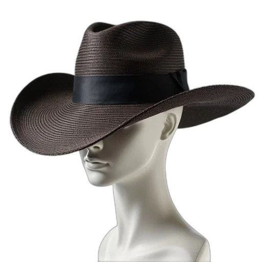 hat, 3d render, photorealistic, mannequin, head, wearing, black, brown transparent PNG cut-out