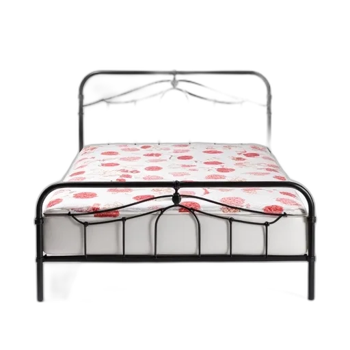 furniture, 3d render, black, metal, bed, frame, white, pink transparent PNG cut-out