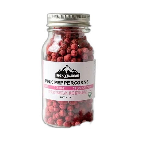 bottle, rocky, mountain, pink, peppercorns, label, reads, net transparent PNG cut-out