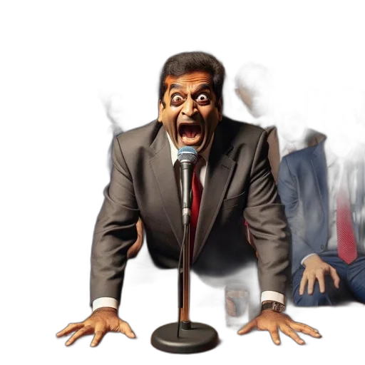concept art, man, suit, delivers, surprising, speech, audience, shocked transparent PNG cut-out