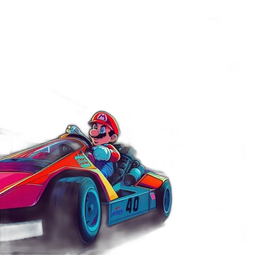 car, concept art, pixel art, watercolor, 3d render, red, colorful, neon transparent PNG cut-out
