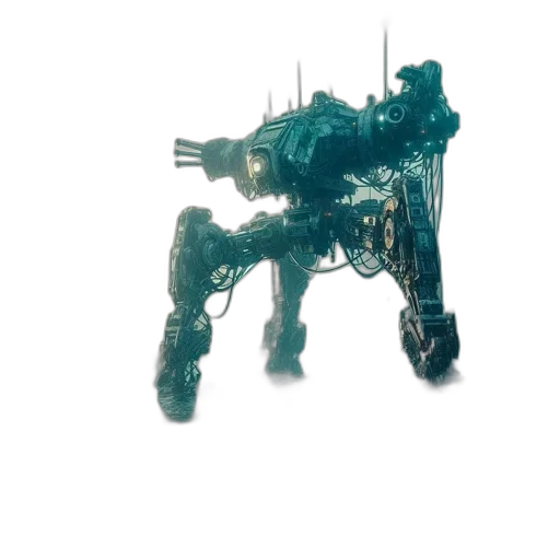robot, creature, animal, weapon, 3d render, concept art, vaporwave, watercolor transparent PNG cut-out