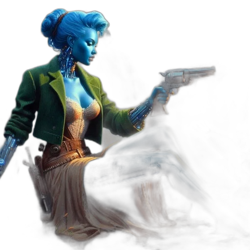 staff, concept art, fantasy art, comic book art, cyberpunk, fire, blue, stylized transparent PNG cut-out