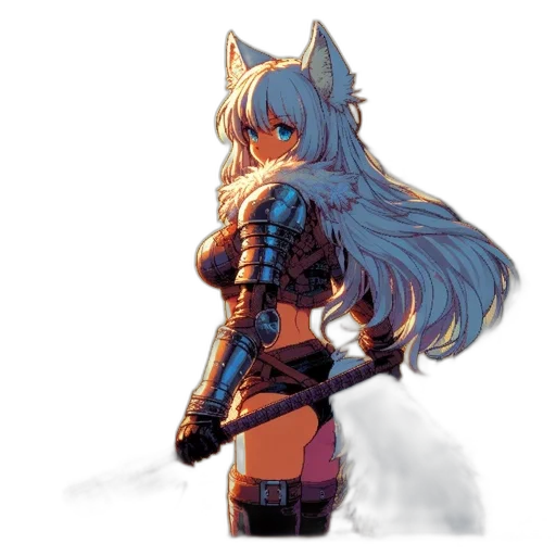 staff, dress, robot, weapon, pixel art, anime, fantasy art, concept art transparent PNG cut-out