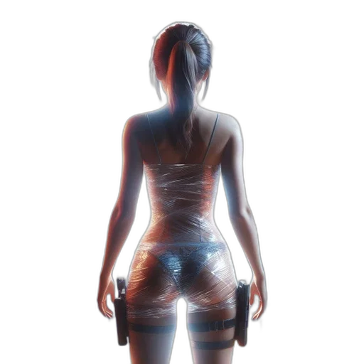 dress, robot, concept art, cyberpunk, 3d render, photorealistic, neon lights, woman transparent PNG cut-out