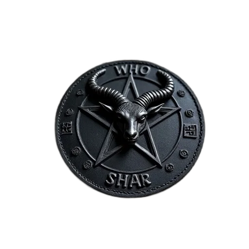 weapon, staff, jewelry, hat, black, leather, patch, pentagram transparent PNG cut-out