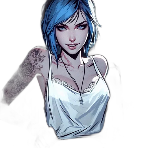 dress, face, comic book art, concept art transparent PNG cut-out