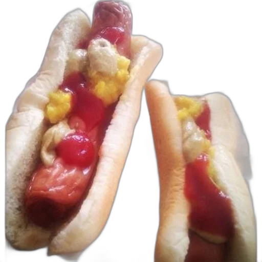 food, photorealistic, 3d render, two, hot, dogs, ketchup, mustard transparent PNG cut-out