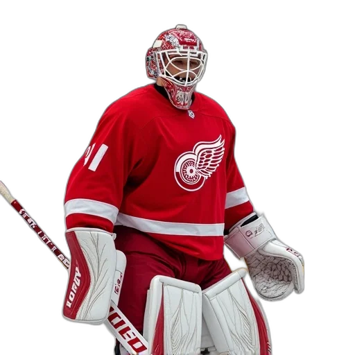 animal, detroit, red, wings, goalie, person, before, game transparent PNG cut-out