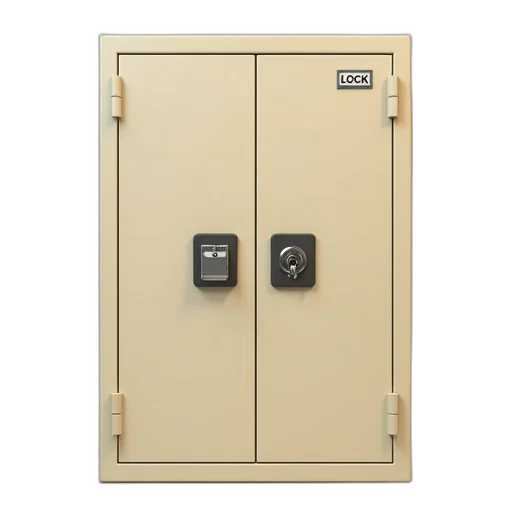 furniture, 3d render, photorealistic, earth tones, beige, metal, cabinet, two transparent PNG cut-out