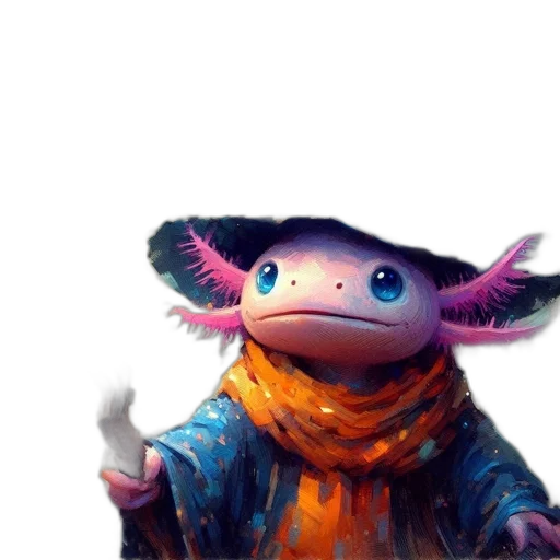 dragon, hat, creature, staff, concept art, fantasy art, 3d render, photorealistic transparent PNG cut-out