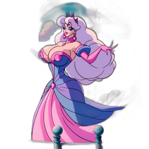 dress, staff, crown, jewelry, concept art, fantasy art, cartoon, vaporwave transparent PNG cut-out
