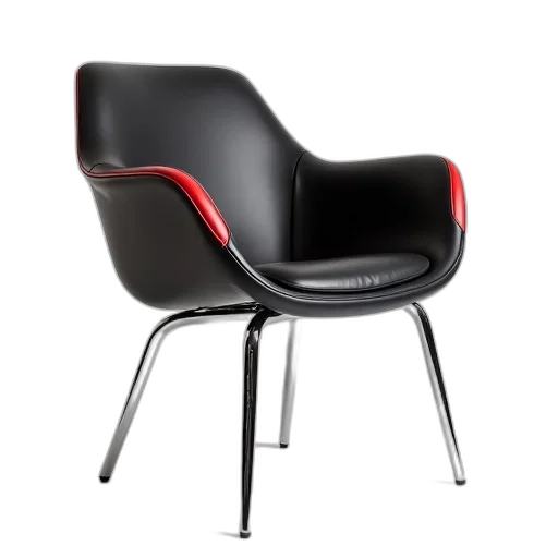 furniture, 3d render, modern, chair, black, leather, seat, backrest transparent PNG cut-out