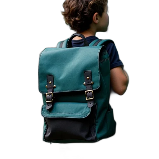 jacket, 3d render, green, kiplings, backpack, school, black, teal transparent PNG cut-out