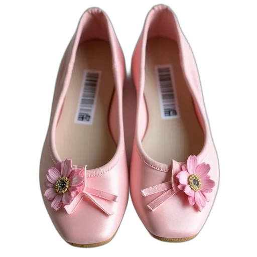 shoes, pastel, pair, pink, ballet, floral, embellishments, toes transparent PNG cut-out