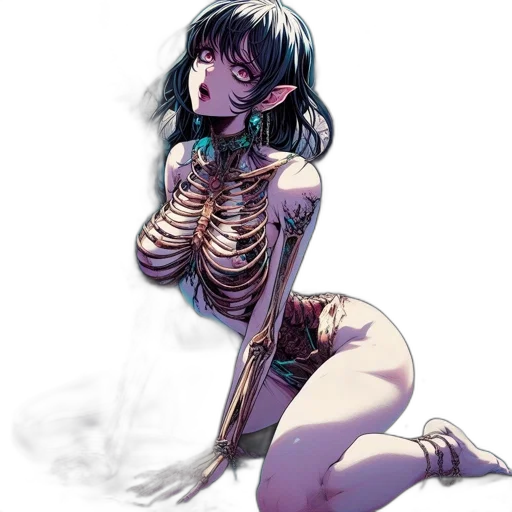 dress, jewelry, creature, robot, concept art, watercolor, anime, cyberpunk transparent PNG cut-out